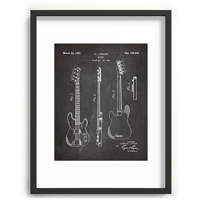 Bass Guitar Patent - Bass Guitarist Art - Black Chalkboard Framed Art Print Gallery Image 83