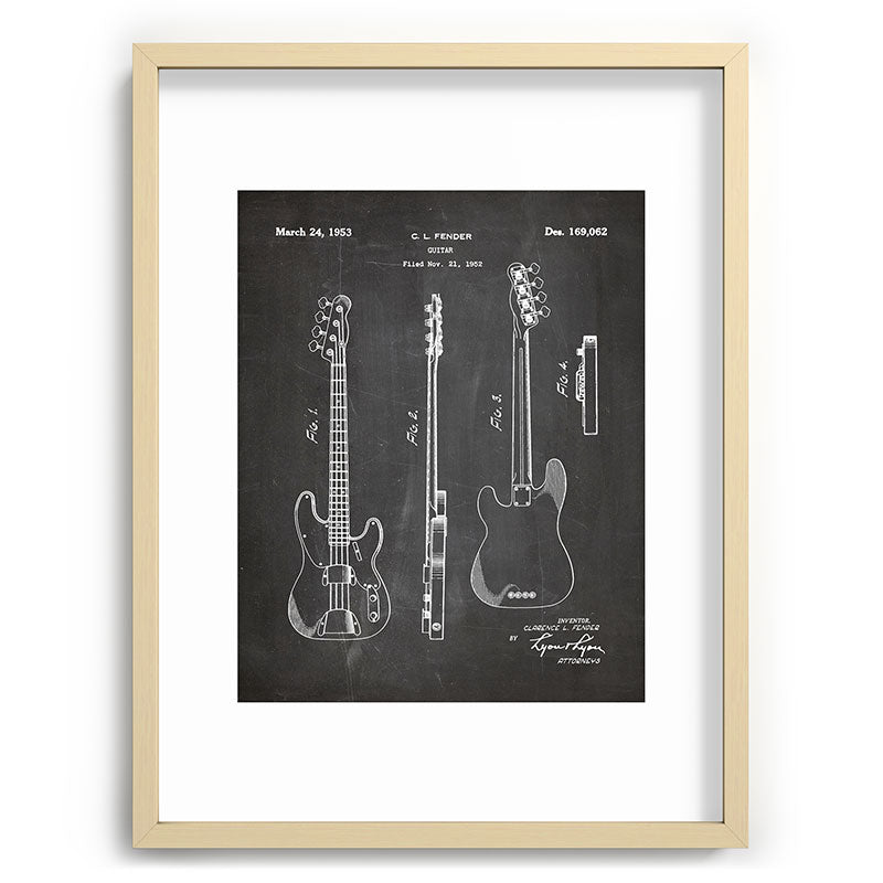 Bass Guitar Patent - Bass Guitarist Art - Black Chalkboard Framed Art Print Gallery Image 99