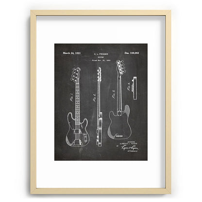 Bass Guitar Patent - Bass Guitarist Art - Black Chalkboard Framed Art Print Gallery Image 99