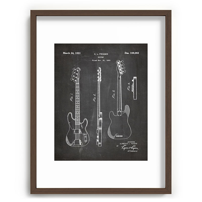 Bass Guitar Patent - Bass Guitarist Art - Black Chalkboard Framed Art Print Gallery Image 91