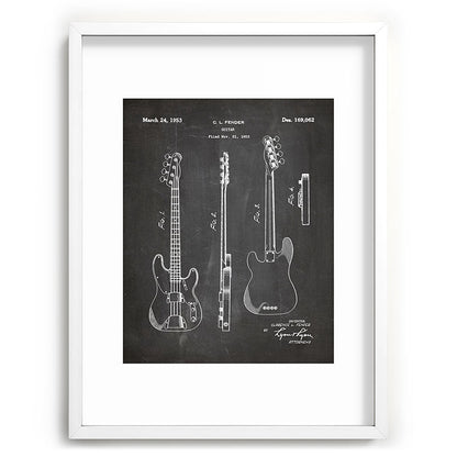 Bass Guitar Patent - Bass Guitarist Art - Black Chalkboard Framed Art Print Gallery Image 107