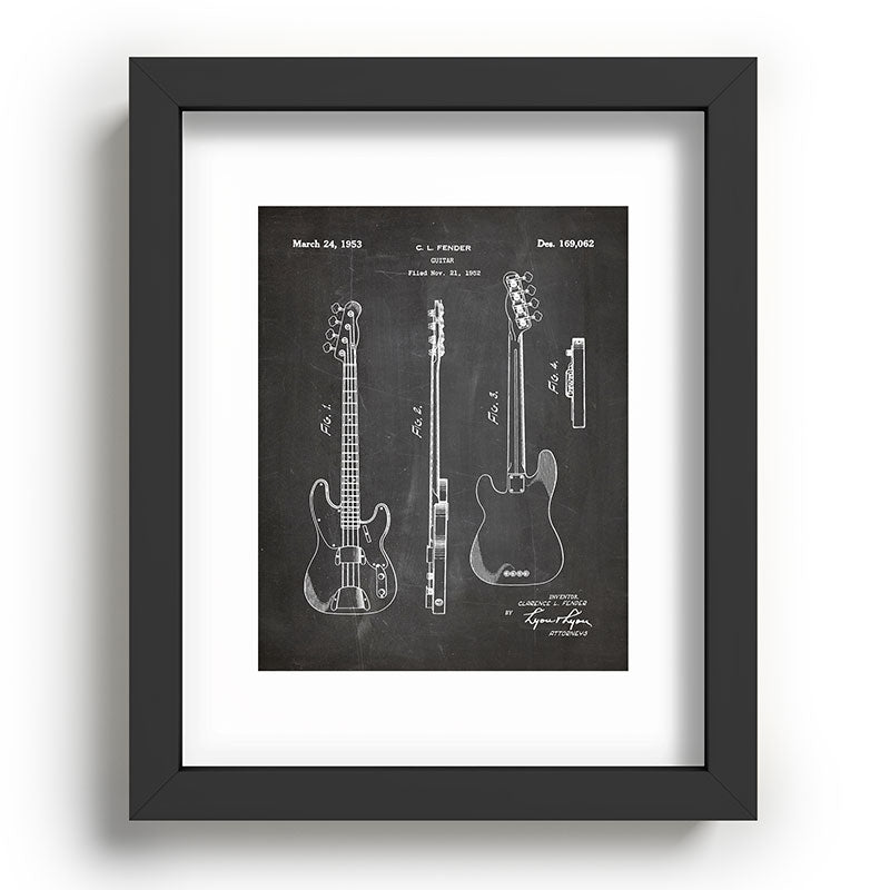Bass Guitar Patent - Bass Guitarist Art - Black Chalkboard Framed Art Print Gallery Image 78