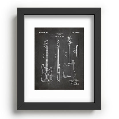 Bass Guitar Patent - Bass Guitarist Art - Black Chalkboard Framed Art Print Gallery Image 78