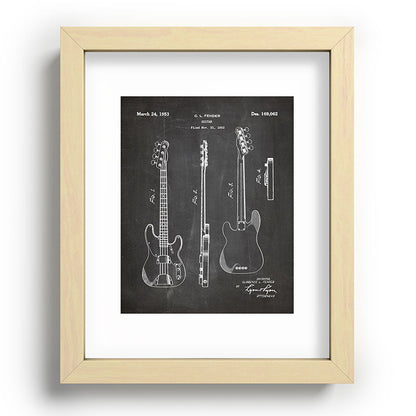 Bass Guitar Patent - Bass Guitarist Art - Black Chalkboard Framed Art Print Gallery Image 96