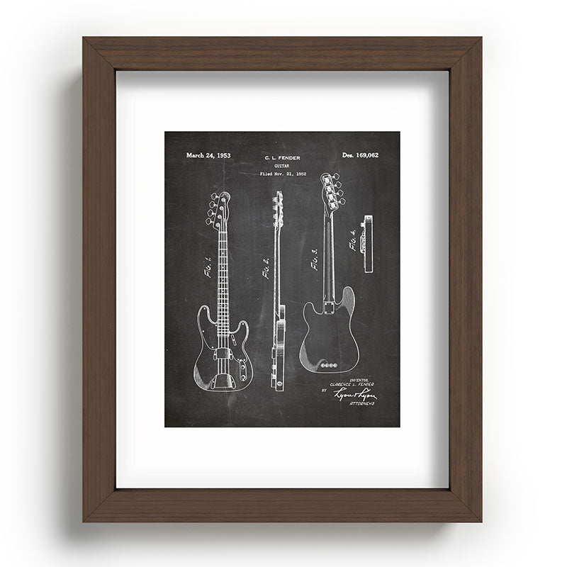 Bass Guitar Patent - Bass Guitarist Art - Black Chalkboard Framed Art Print Gallery Image 86