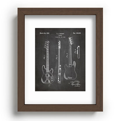 Bass Guitar Patent - Bass Guitarist Art - Black Chalkboard Framed Art Print Gallery Image 86