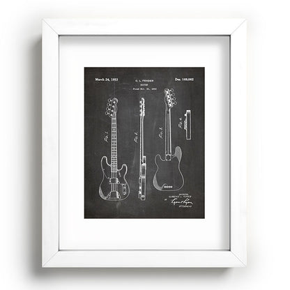 Bass Guitar Patent - Bass Guitarist Art - Black Chalkboard Framed Art Print Gallery Image 104
