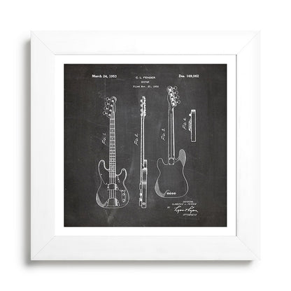 Bass Guitar Patent - Bass Guitarist Art - Black Chalkboard Framed Art Print Gallery Image 79