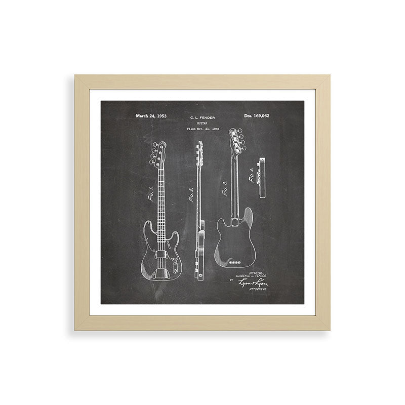 Bass Guitar Patent - Bass Guitarist Art - Black Chalkboard Framed Art Print Gallery Image 71