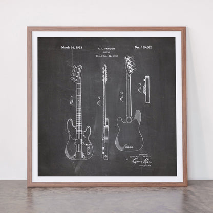 Bass Guitar Patent - Bass Guitarist Art - Black Chalkboard Framed Art Print Gallery Image 66