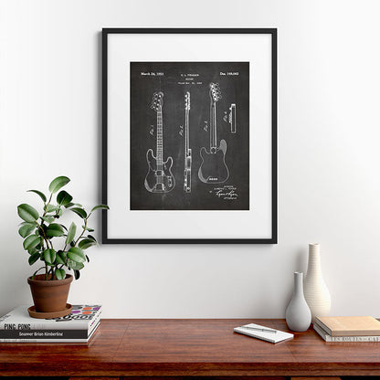 Bass Guitar Patent - Bass Guitarist Art - Black Chalkboard Framed Art Print Gallery Image 9