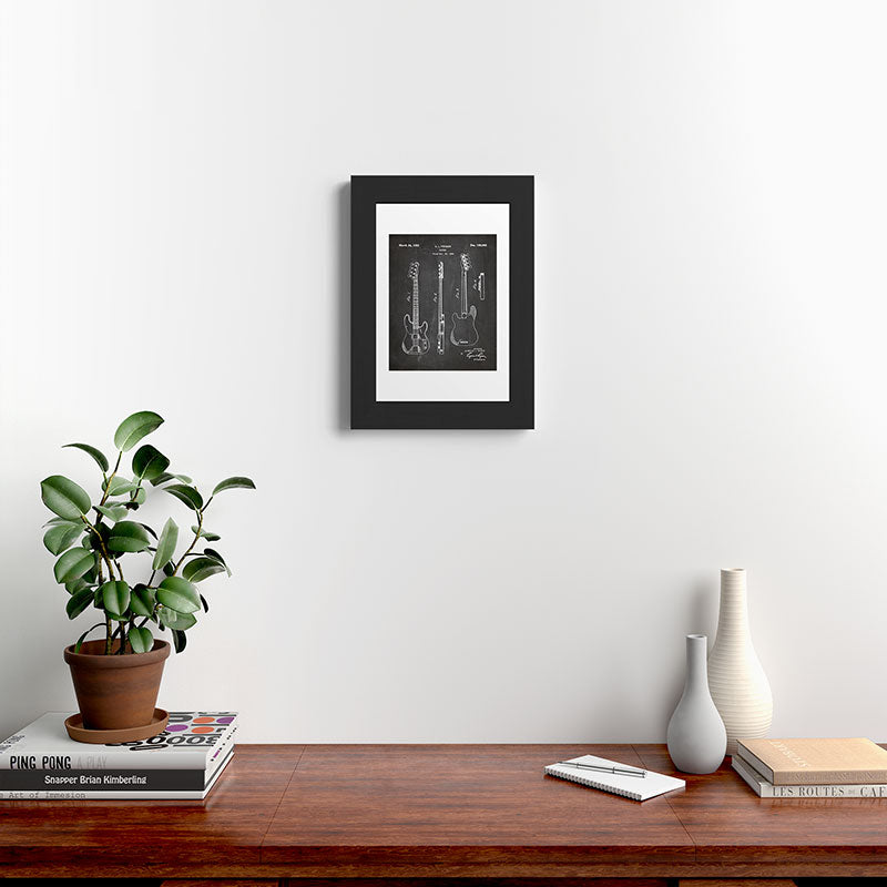 Bass Guitar Patent - Bass Guitarist Art - Black Chalkboard Framed Art Print Gallery Image 42