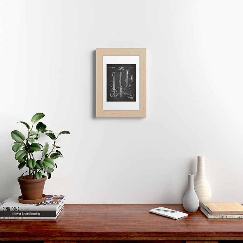 Bass Guitar Patent - Bass Guitarist Art - Black Chalkboard Framed Art Print Gallery Image 62