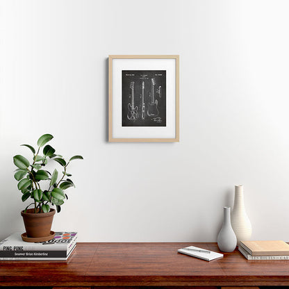 Bass Guitar Patent - Bass Guitarist Art - Black Chalkboard Framed Art Print Gallery Image 25