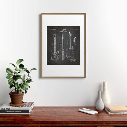 Bass Guitar Patent - Bass Guitarist Art - Black Chalkboard Framed Art Print Gallery Image 18