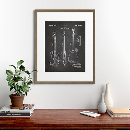 Bass Guitar Patent - Bass Guitarist Art - Black Chalkboard Framed Art Print Gallery Image 58