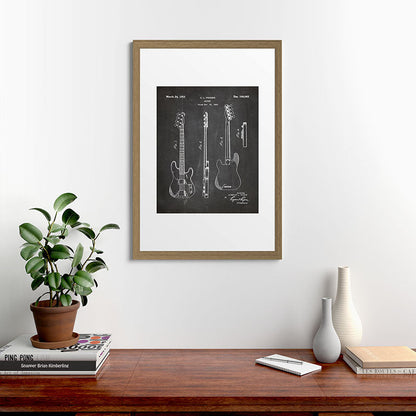 Bass Guitar Patent - Bass Guitarist Art - Black Chalkboard Framed Art Print Gallery Image 56