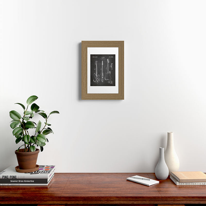 Bass Guitar Patent - Bass Guitarist Art - Black Chalkboard Framed Art Print Gallery Image 52