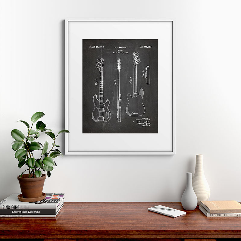 Bass Guitar Patent - Bass Guitarist Art - Black Chalkboard Framed Art Print Gallery Image 39