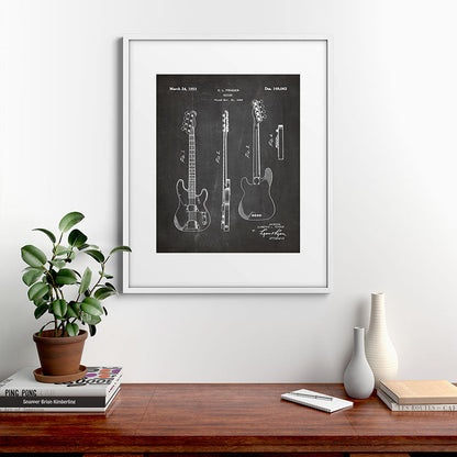 Bass Guitar Patent - Bass Guitarist Art - Black Chalkboard Framed Art Print Gallery Image 39