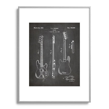 Bass Guitar Patent - Bass Guitarist Art - Black Chalkboard Framed Art Print Gallery Image 134