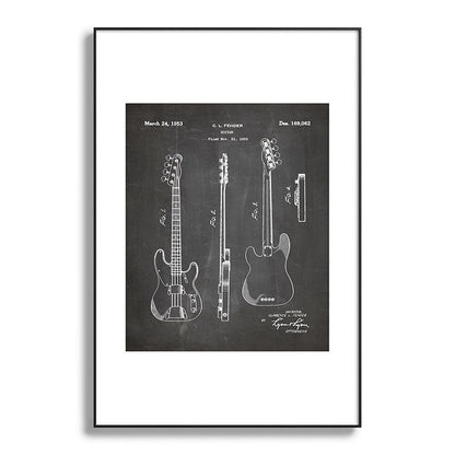 Bass Guitar Patent - Bass Guitarist Art - Black Chalkboard Framed Art Print Gallery Image 117