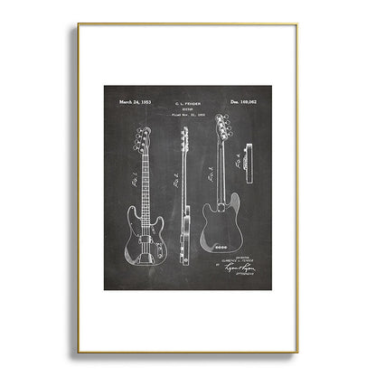 Bass Guitar Patent - Bass Guitarist Art - Black Chalkboard Framed Art Print Gallery Image 127