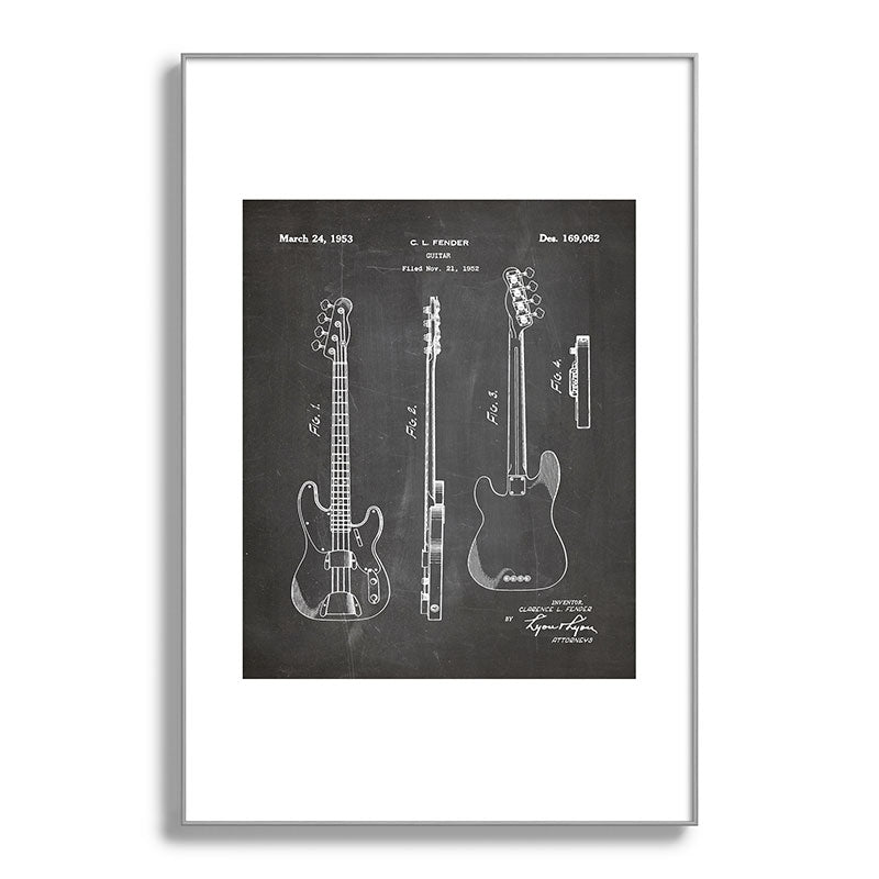 Bass Guitar Patent - Bass Guitarist Art - Black Chalkboard Framed Art Print Gallery Image 138