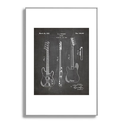 Bass Guitar Patent - Bass Guitarist Art - Black Chalkboard Framed Art Print Gallery Image 138