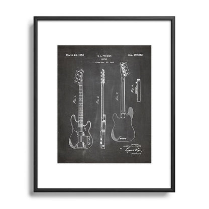 Bass Guitar Patent - Bass Guitarist Art - Black Chalkboard Framed Art Print Gallery Image 112