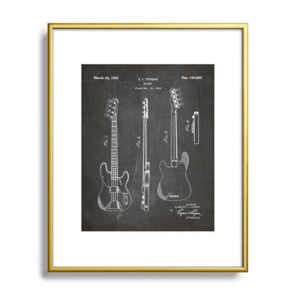 Bass Guitar Patent - Bass Guitarist Art - Black Chalkboard Framed Art Print Gallery Image 121