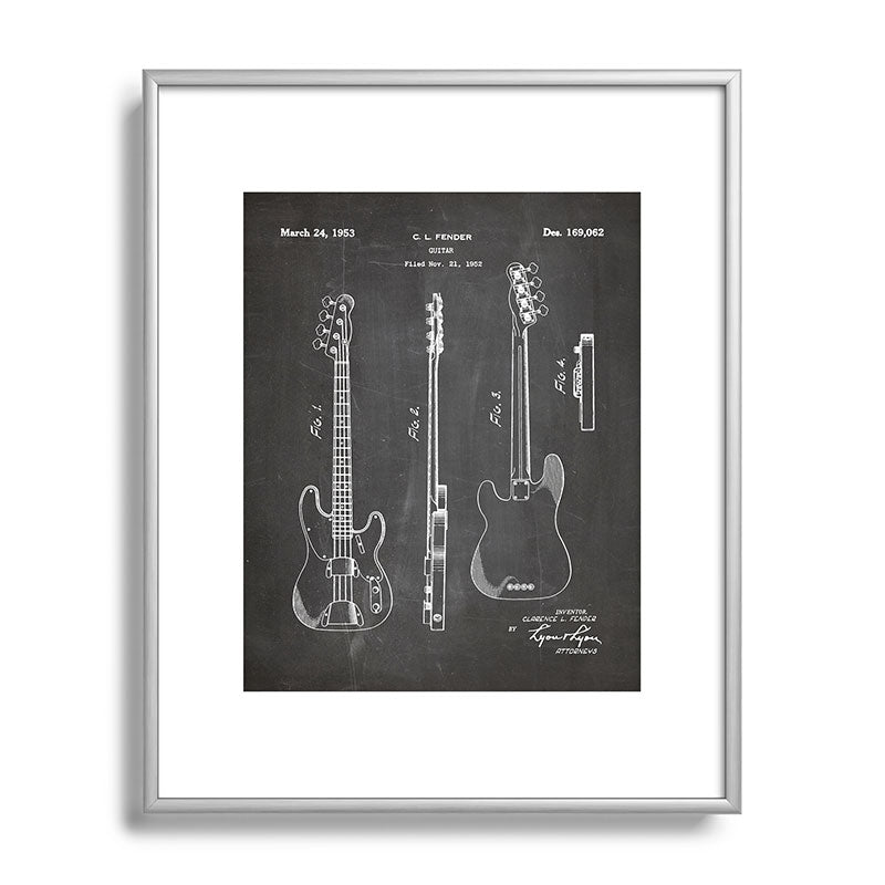 Bass Guitar Patent - Bass Guitarist Art - Black Chalkboard Framed Art Print Gallery Image 131