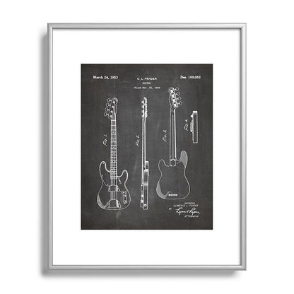 Bass Guitar Patent - Bass Guitarist Art - Black Chalkboard Framed Art Print Gallery Image 131