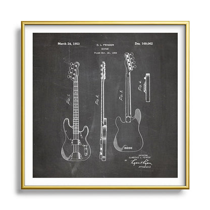Bass Guitar Patent - Bass Guitarist Art - Black Chalkboard Framed Art Print Gallery Image 133