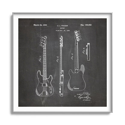Bass Guitar Patent - Bass Guitarist Art - Black Chalkboard Framed Art Print Gallery Image 141