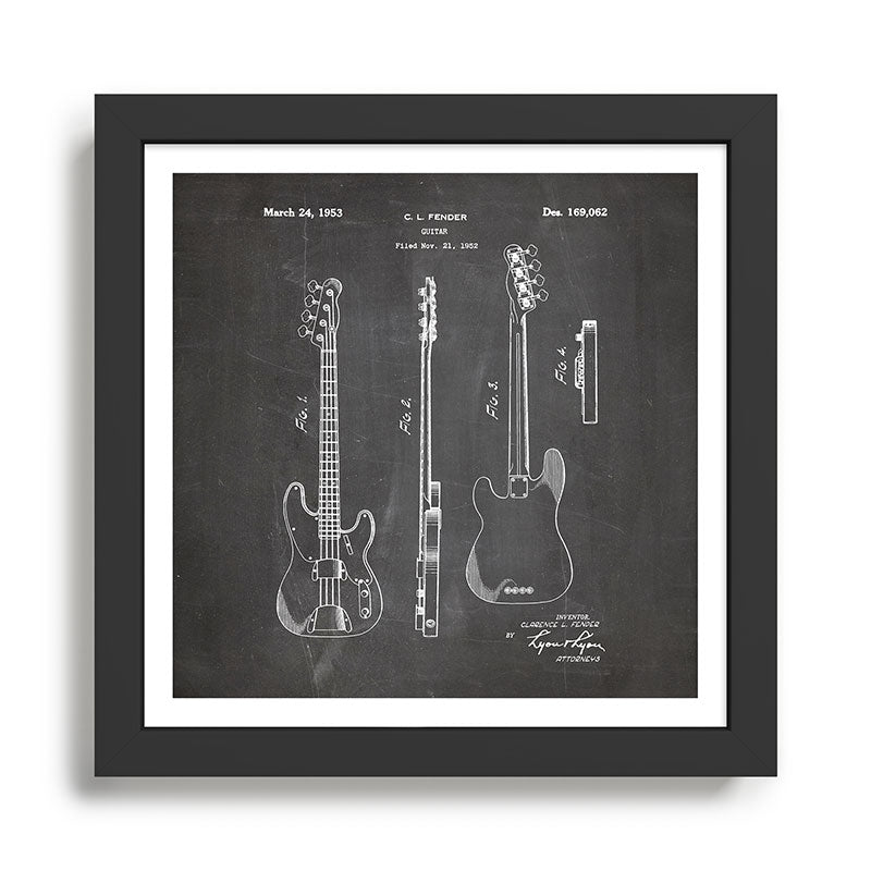 Bass Guitar Patent - Bass Guitarist Art - Black Chalkboard Framed Art Print Gallery Image 2