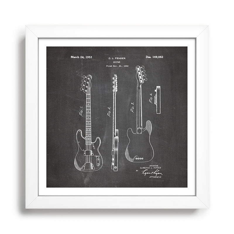 Bass Guitar Patent - Bass Guitarist Art - Black Chalkboard Framed Art Print Gallery Image 35