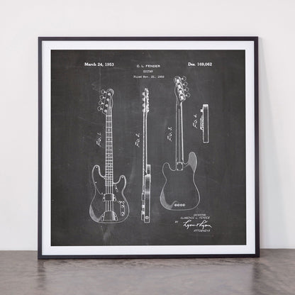 Bass Guitar Patent - Bass Guitarist Art - Black Chalkboard Framed Art Print Gallery Image 11