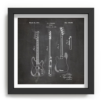 Bass Guitar Patent - Bass Guitarist Art - Black Chalkboard Framed Art Print Gallery Image 90