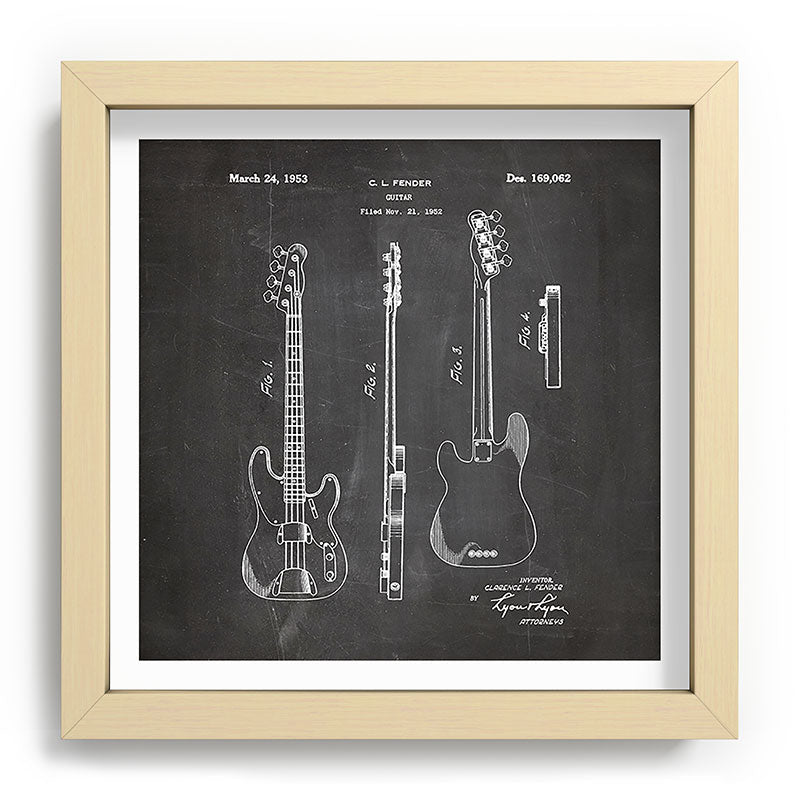 Bass Guitar Patent - Bass Guitarist Art - Black Chalkboard Framed Art Print Gallery Image 106
