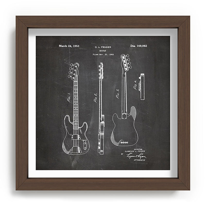 Bass Guitar Patent - Bass Guitarist Art - Black Chalkboard Framed Art Print Gallery Image 98