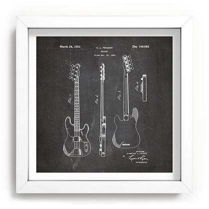 Bass Guitar Patent - Bass Guitarist Art - Black Chalkboard Framed Art Print Gallery Image 114