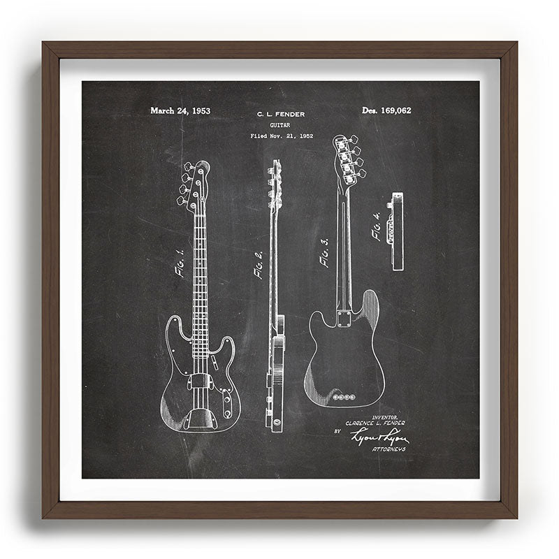 Bass Guitar Patent - Bass Guitarist Art - Black Chalkboard Framed Art Print Gallery Image 101
