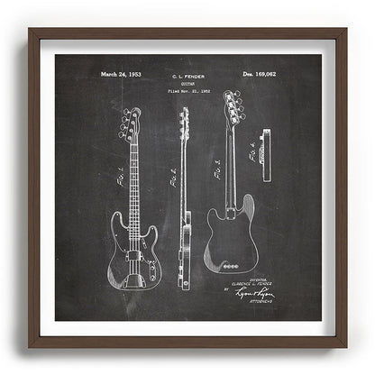 Bass Guitar Patent - Bass Guitarist Art - Black Chalkboard Framed Art Print Gallery Image 101