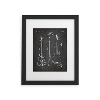 Bass Guitar Patent - Bass Guitarist Art - Black Chalkboard Framed Art Print Gallery Image 41