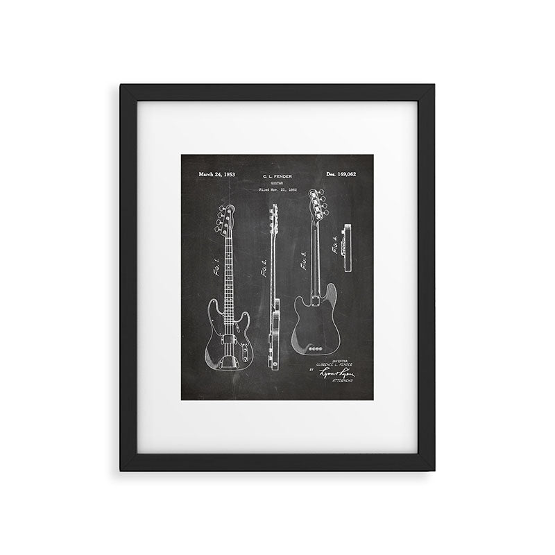 Bass Guitar Patent - Bass Guitarist Art - Black Chalkboard Framed Art Print Gallery Image 5