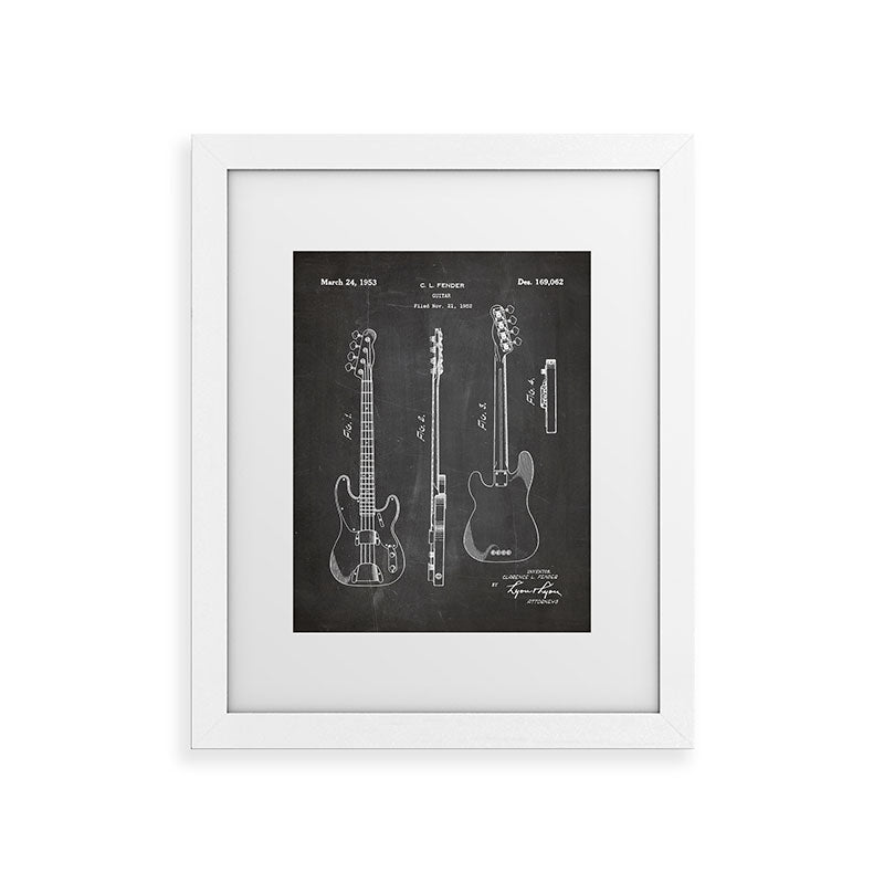 Bass Guitar Patent - Bass Guitarist Art - Black Chalkboard Framed Art Print Gallery Image 70