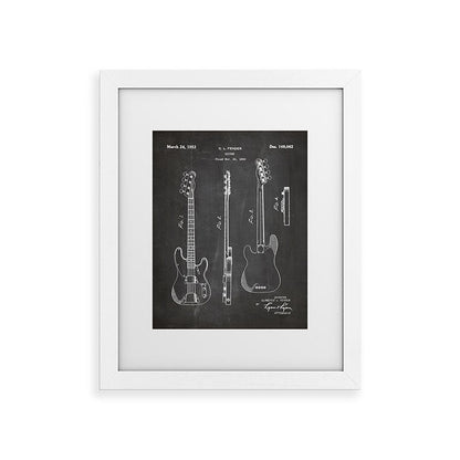 Bass Guitar Patent - Bass Guitarist Art - Black Chalkboard Framed Art Print Gallery Image 70