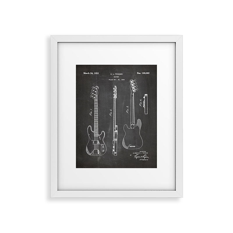 Bass Guitar Patent - Bass Guitarist Art - Black Chalkboard Framed Art Print Gallery Image 31