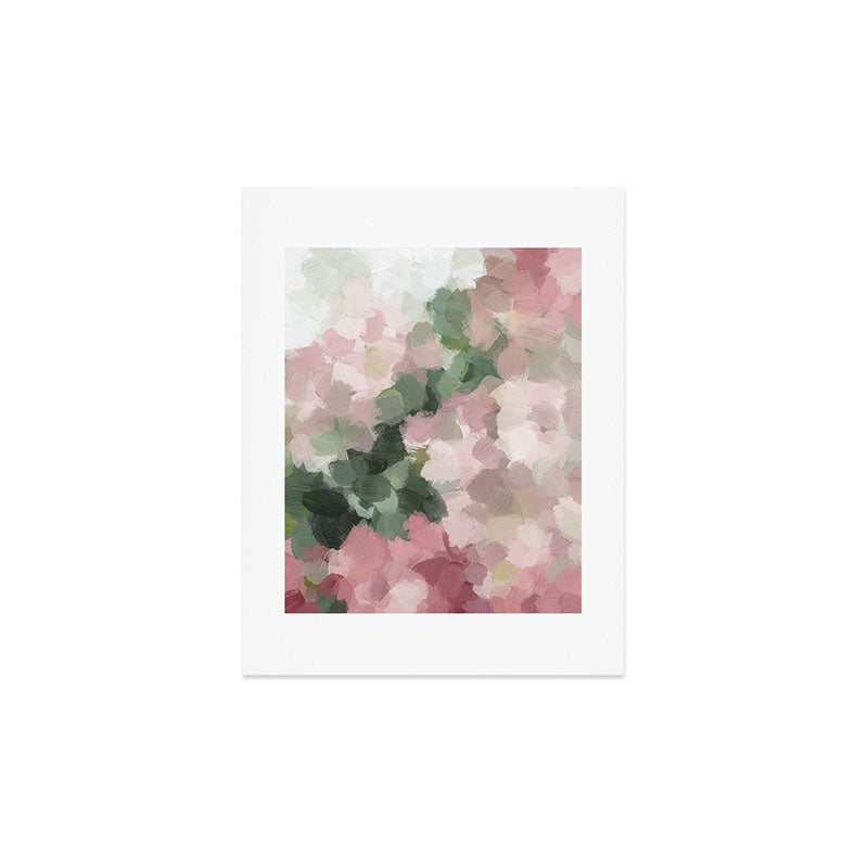 Blurry Bouquet - Forest Green Fuchsia Blush Dark Pink Abstract Flower Nature Painting Art Print Art Print Gallery Image 3